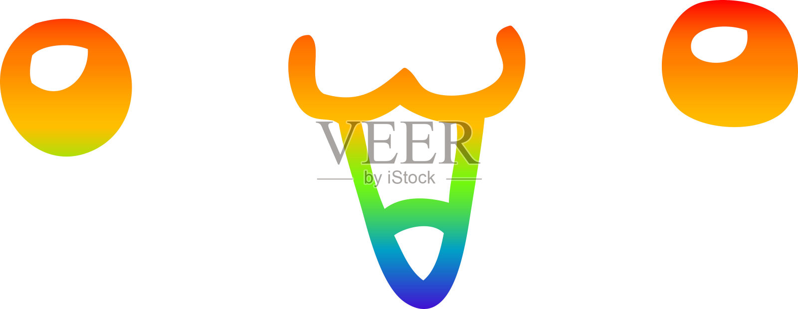 彩虹渐变线画一个可爱的笑脸卡通插画图片素材