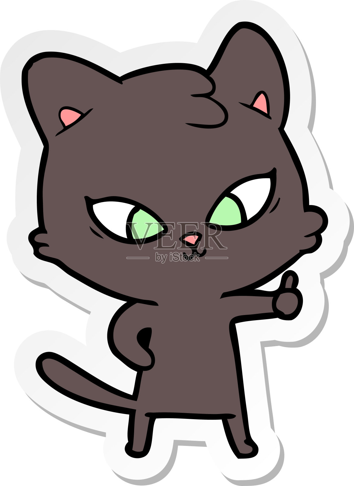 可爱的卡通猫贴纸设计元素图片