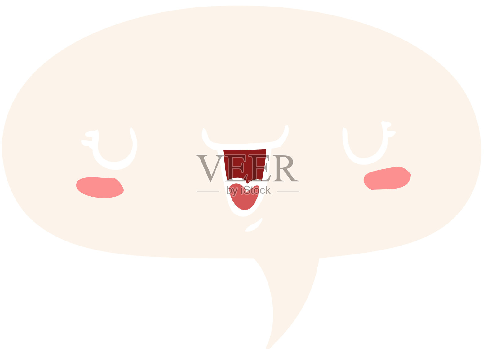 可爱的笑脸卡通语音泡泡在复古风格设计元素图片