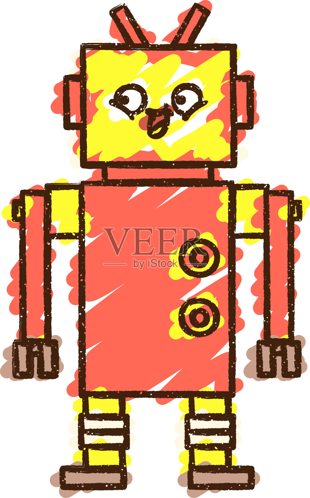 机器人粉笔画设计元素图片