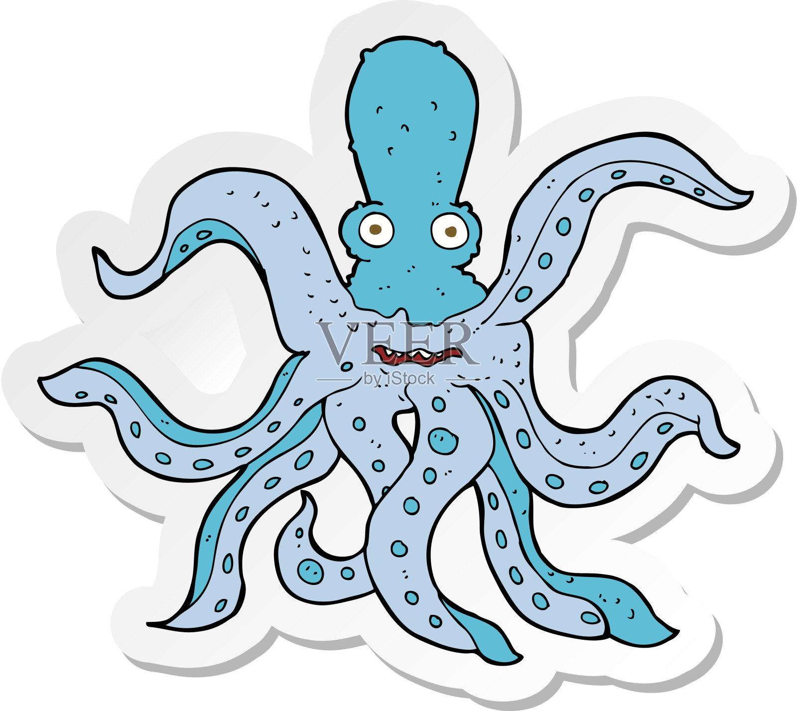 卡通巨型章鱼贴纸插画图片素材