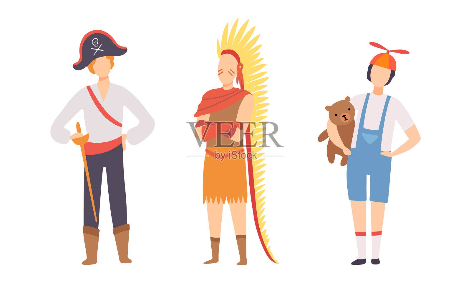 穿着狂欢节或派对服装的男性角色设计元素图片