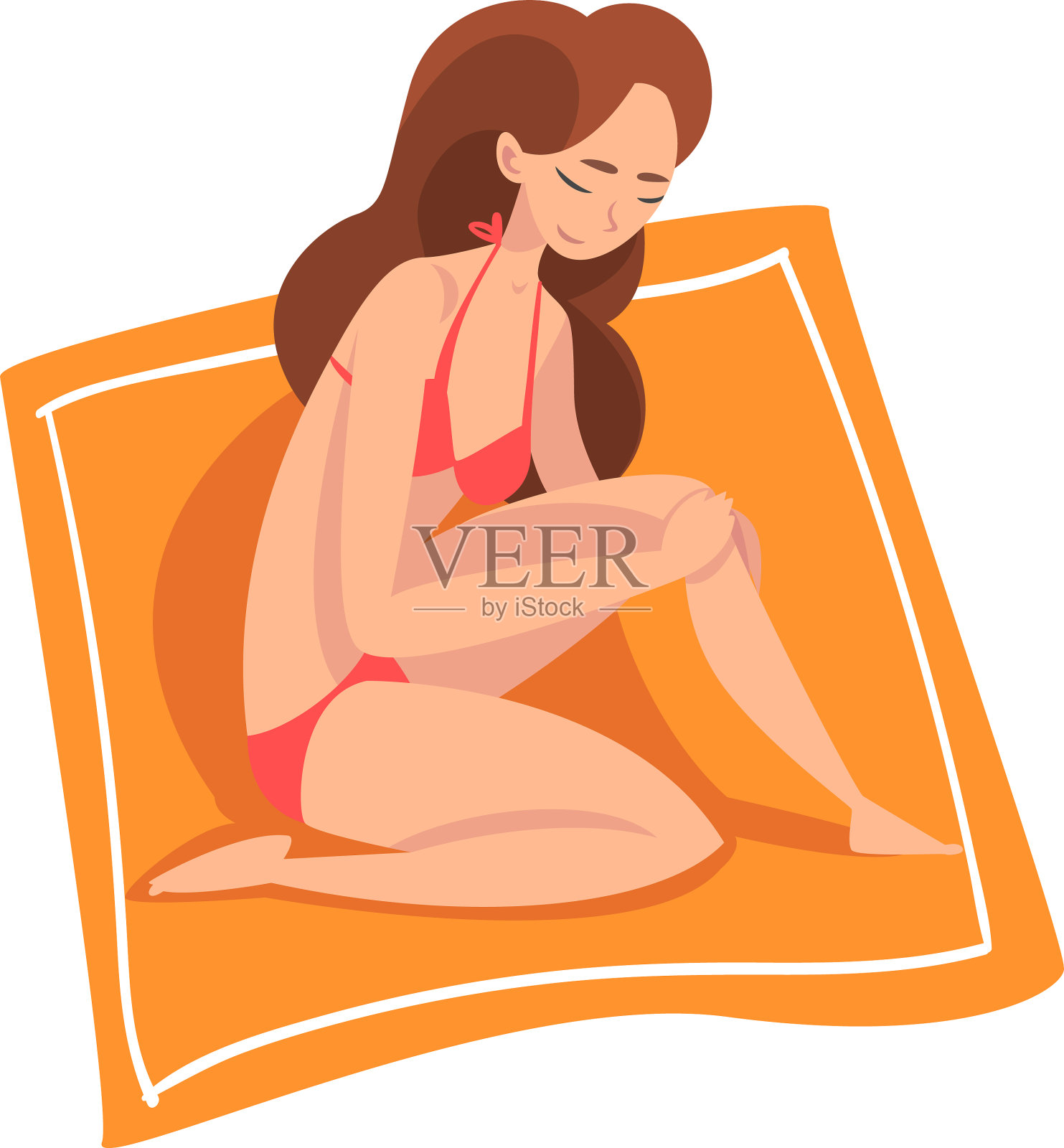 美丽的年轻女子在日光浴和放松设计元素图片