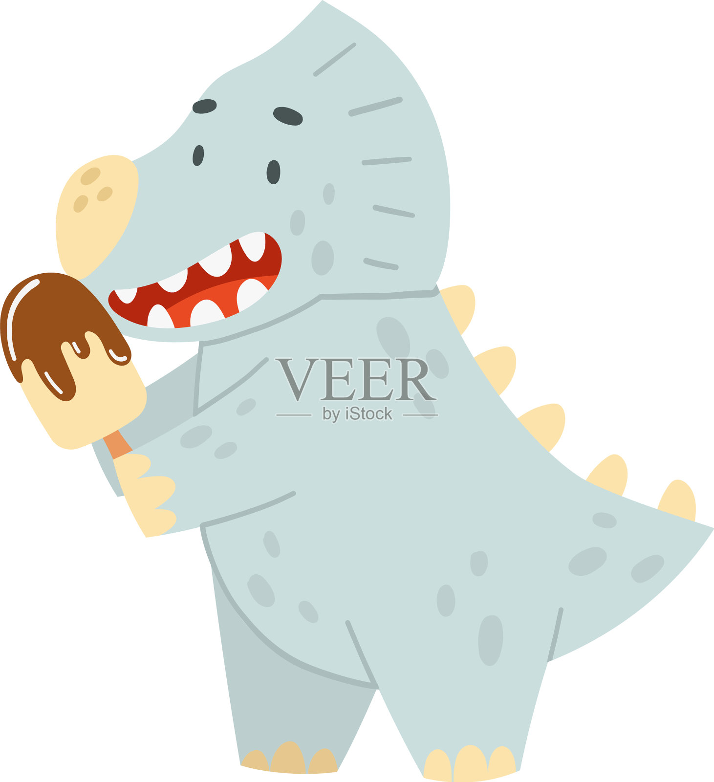 可爱有趣的恐龙在吃冰淇淋的孩子t恤设计元素图片