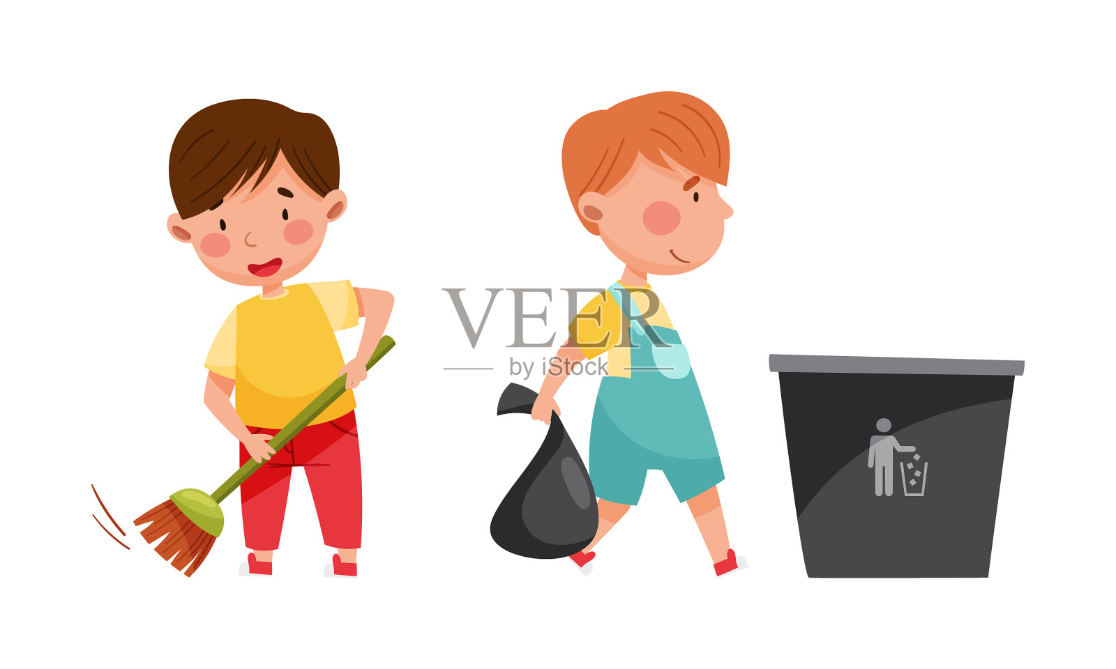 帅哥扫地板，扔垃圾设计元素图片