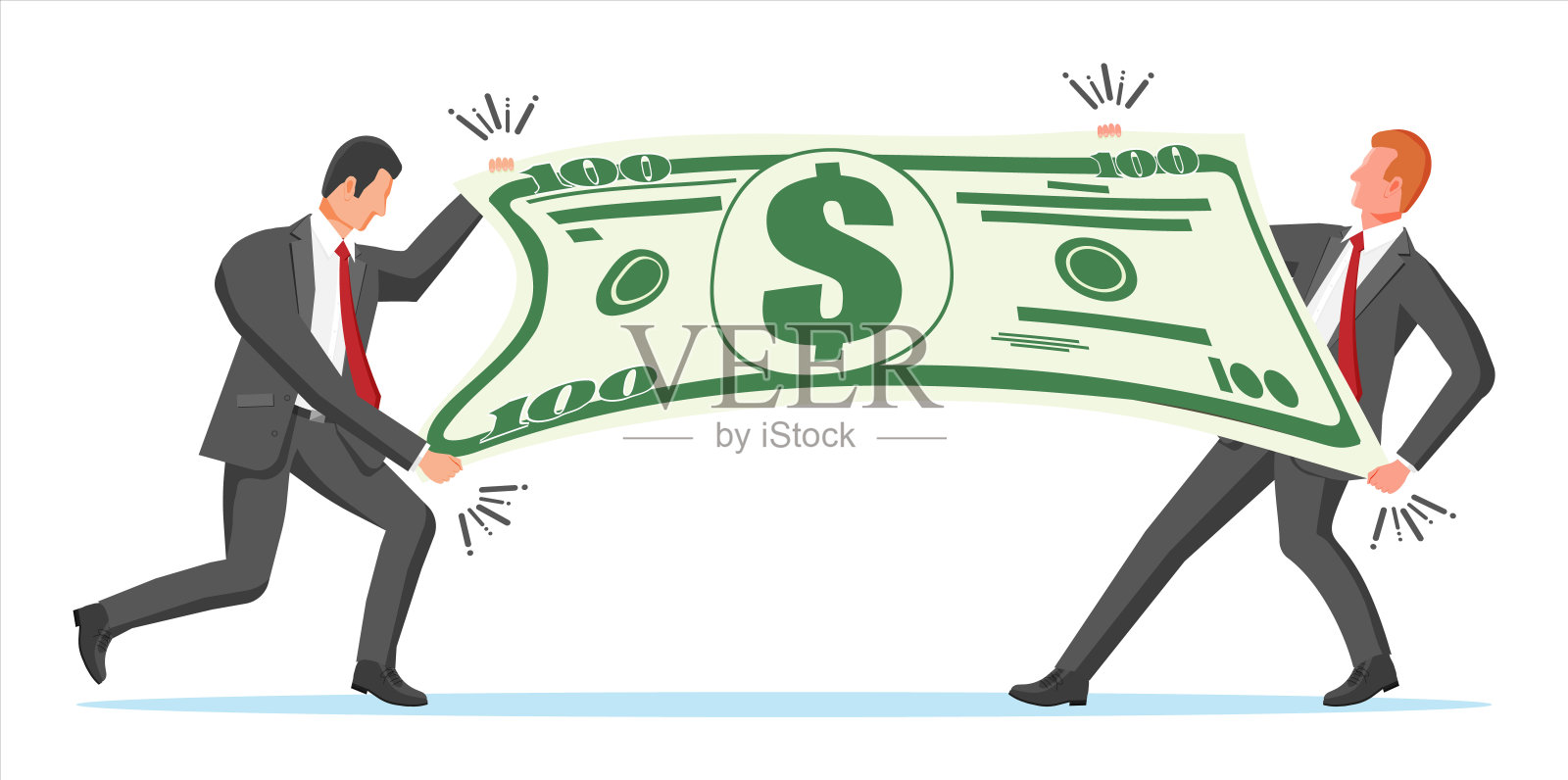 两个商人拉美元。设计元素图片