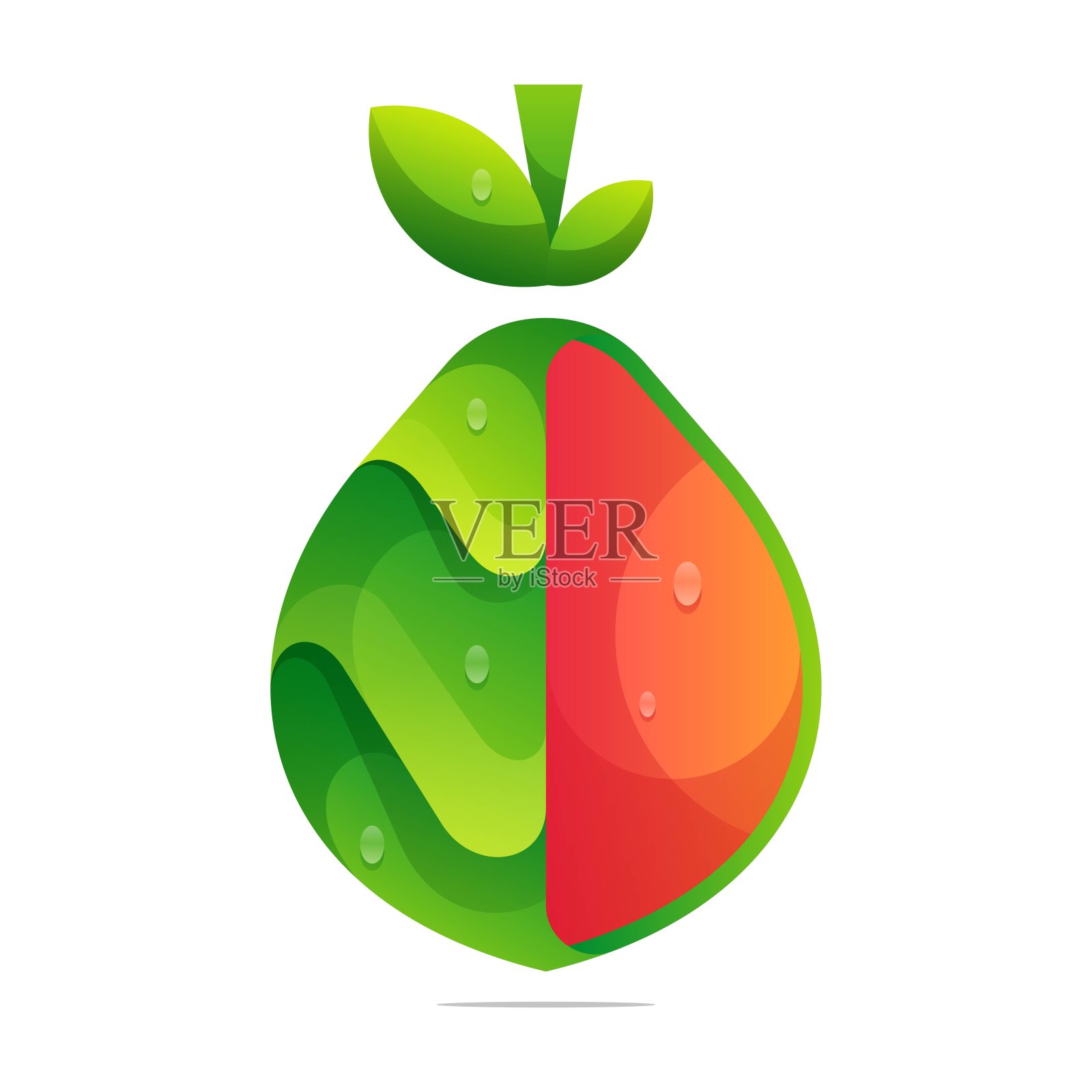 矢量插图番石榴渐变彩色风格。插画图片素材