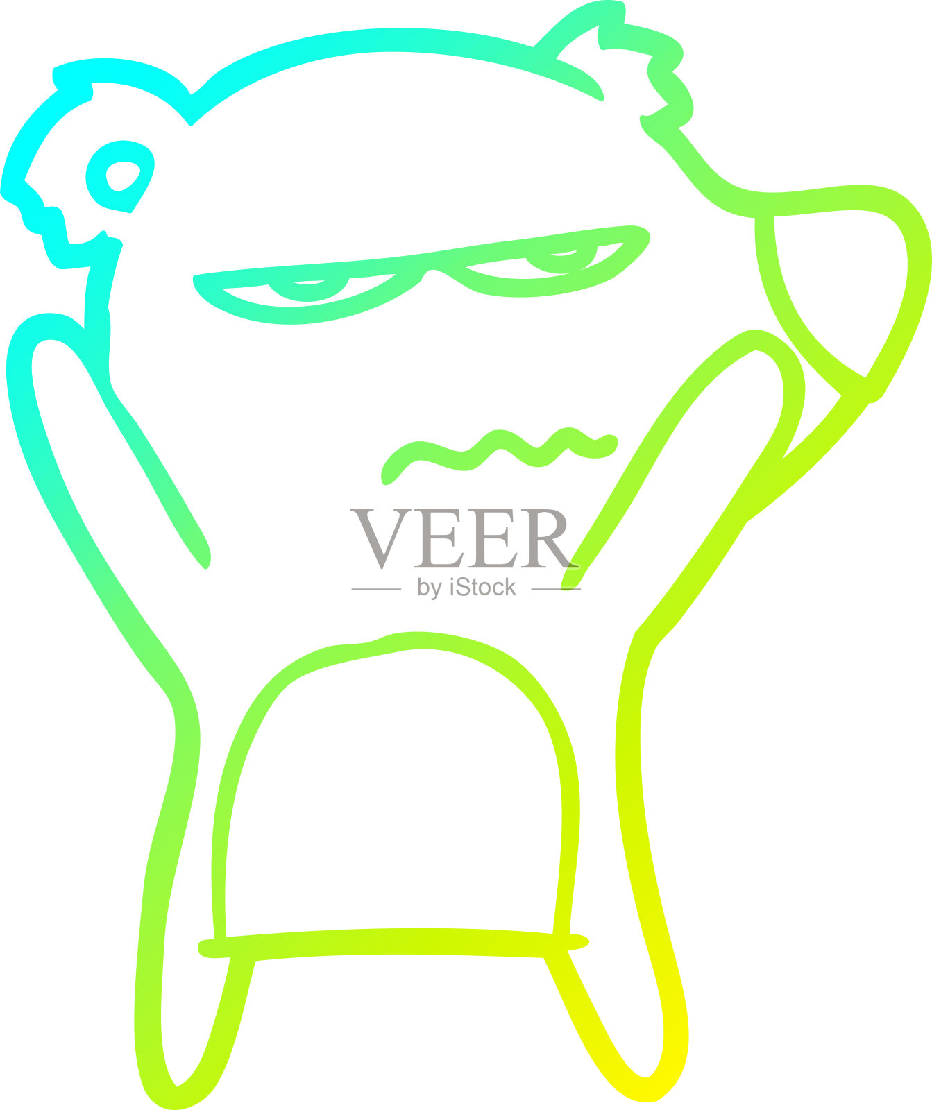 冷梯度线画一个愤怒的熊卡通插画图片素材