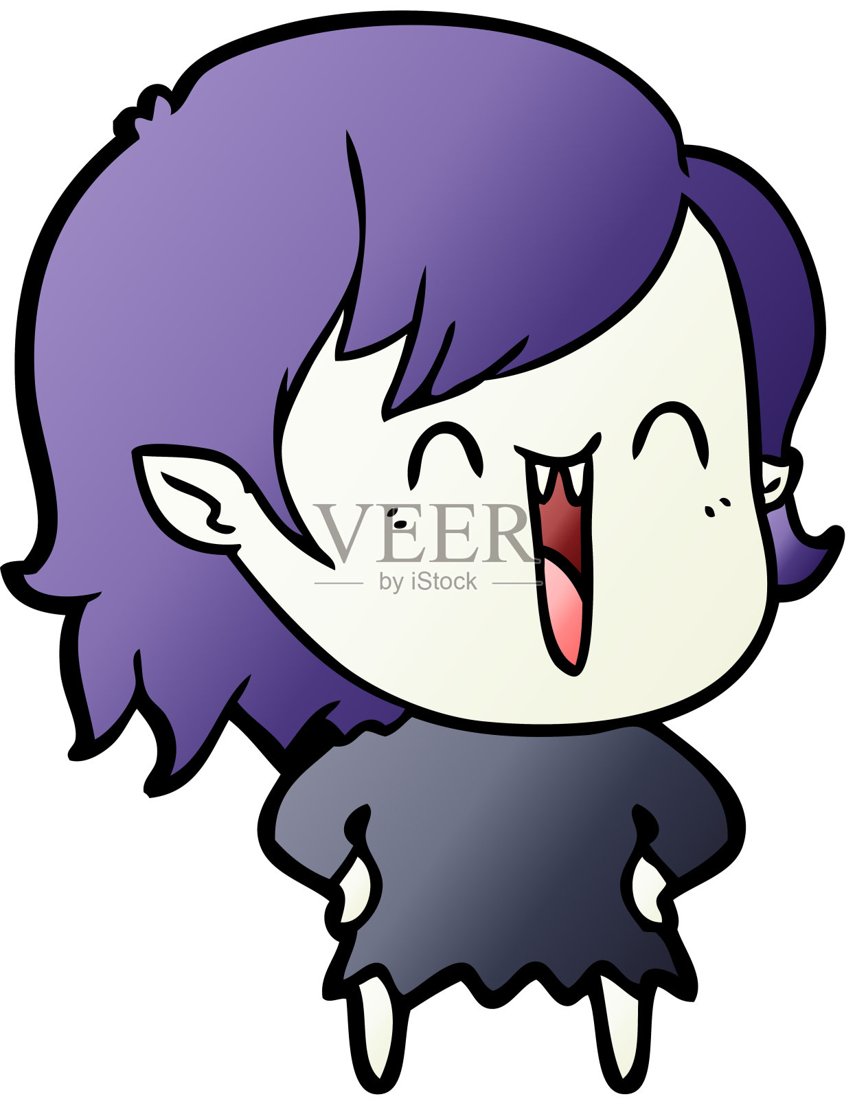 可爱的卡通快乐吸血鬼女孩插画图片素材