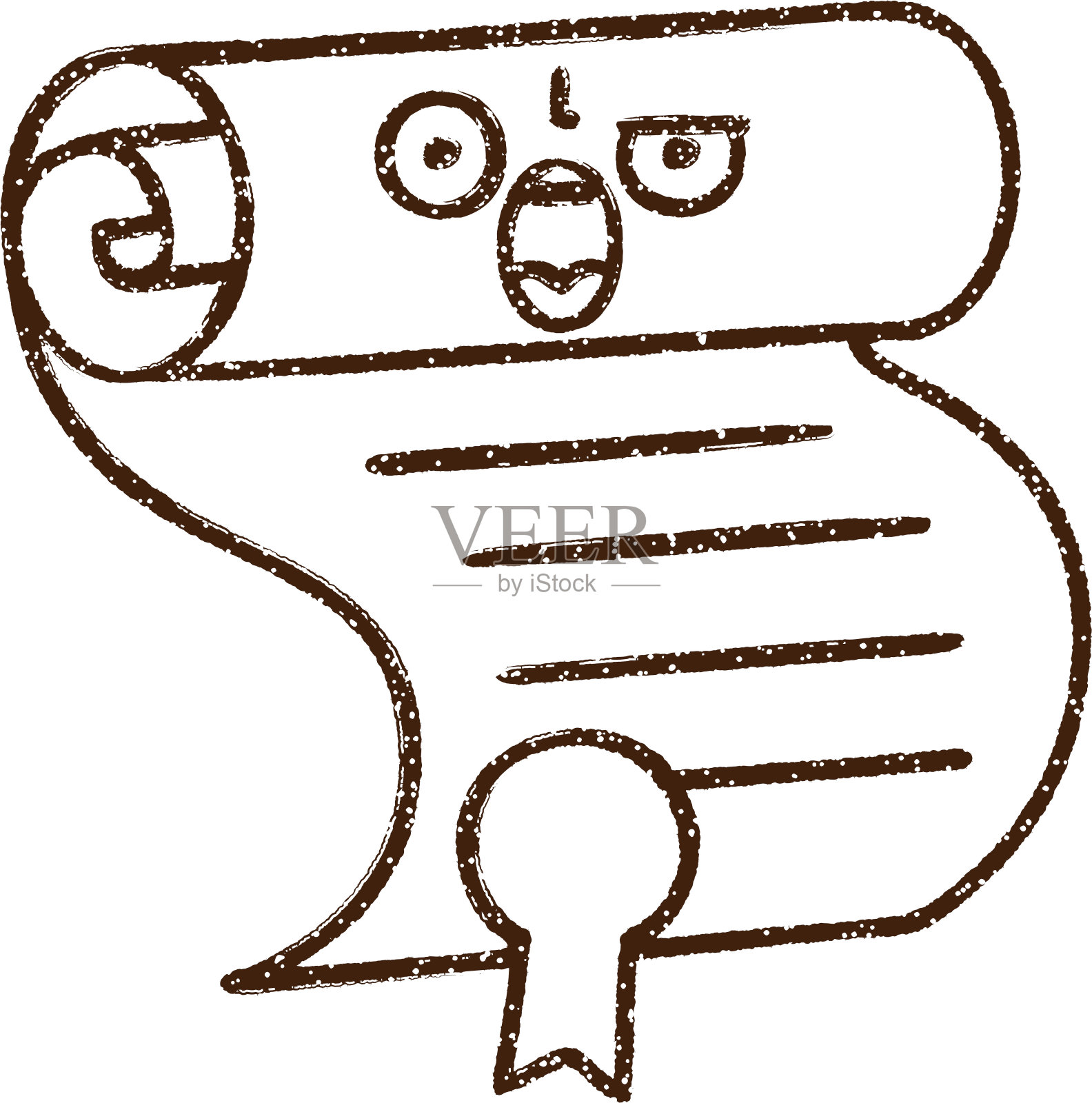 证书炭笔画插画图片素材