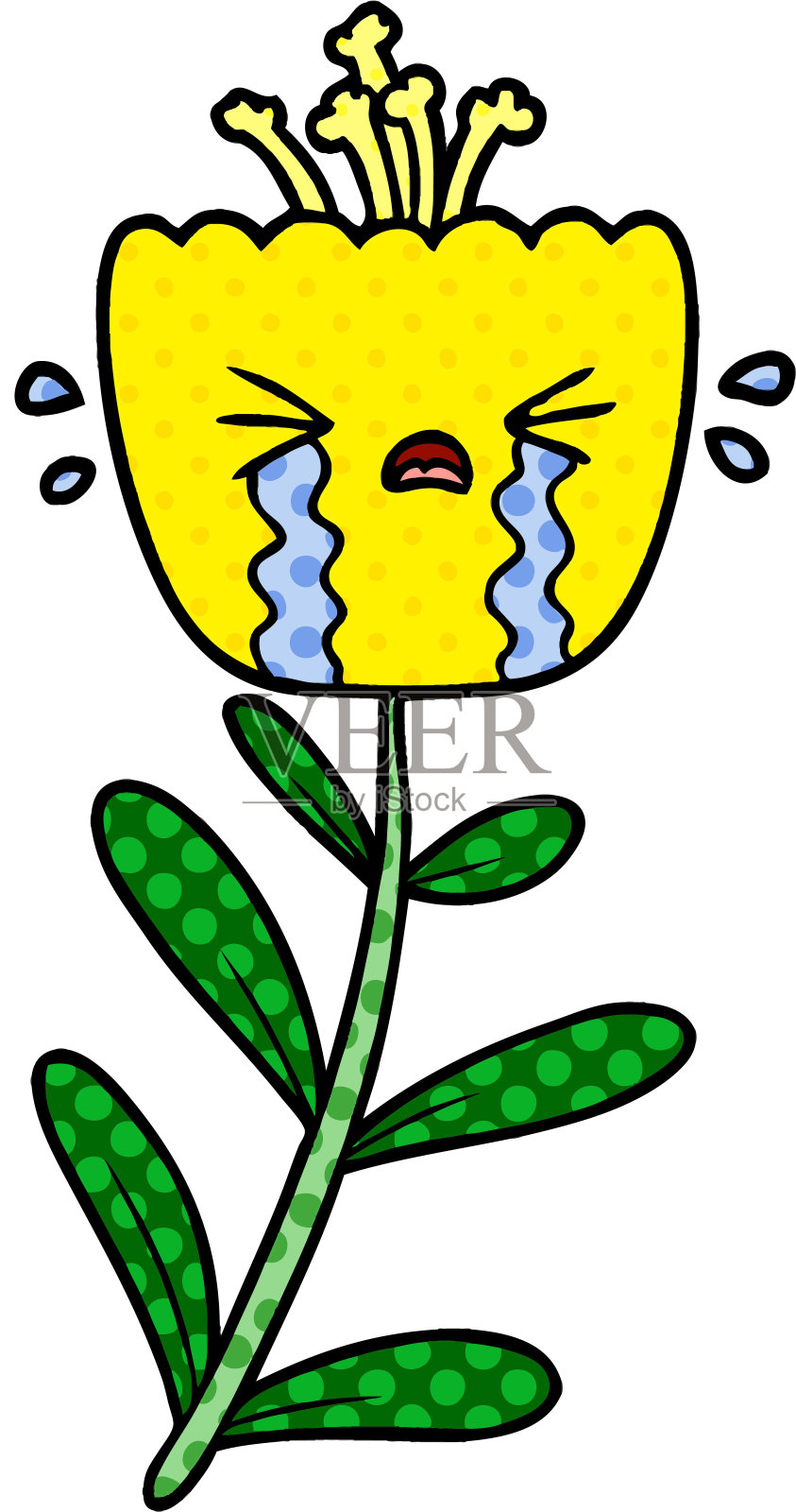卡通哭花插画图片素材