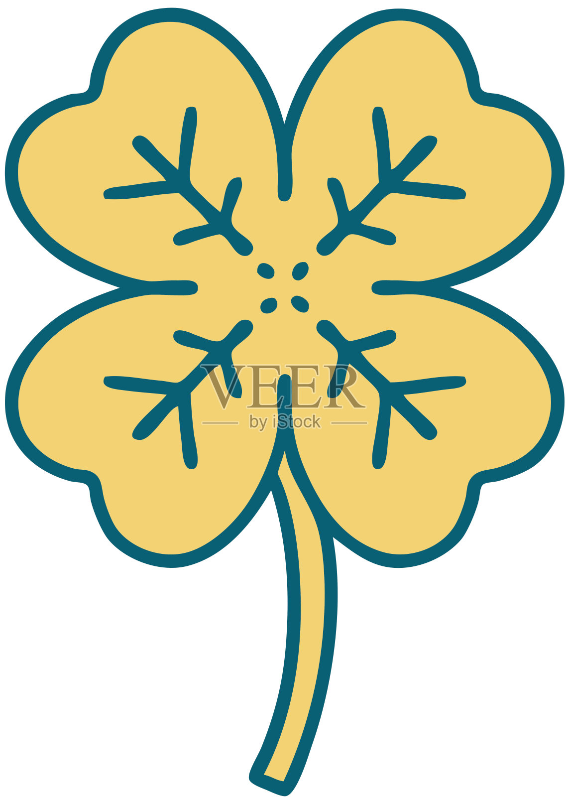 标志性的纹身风格的4叶三叶草图像插画图片素材