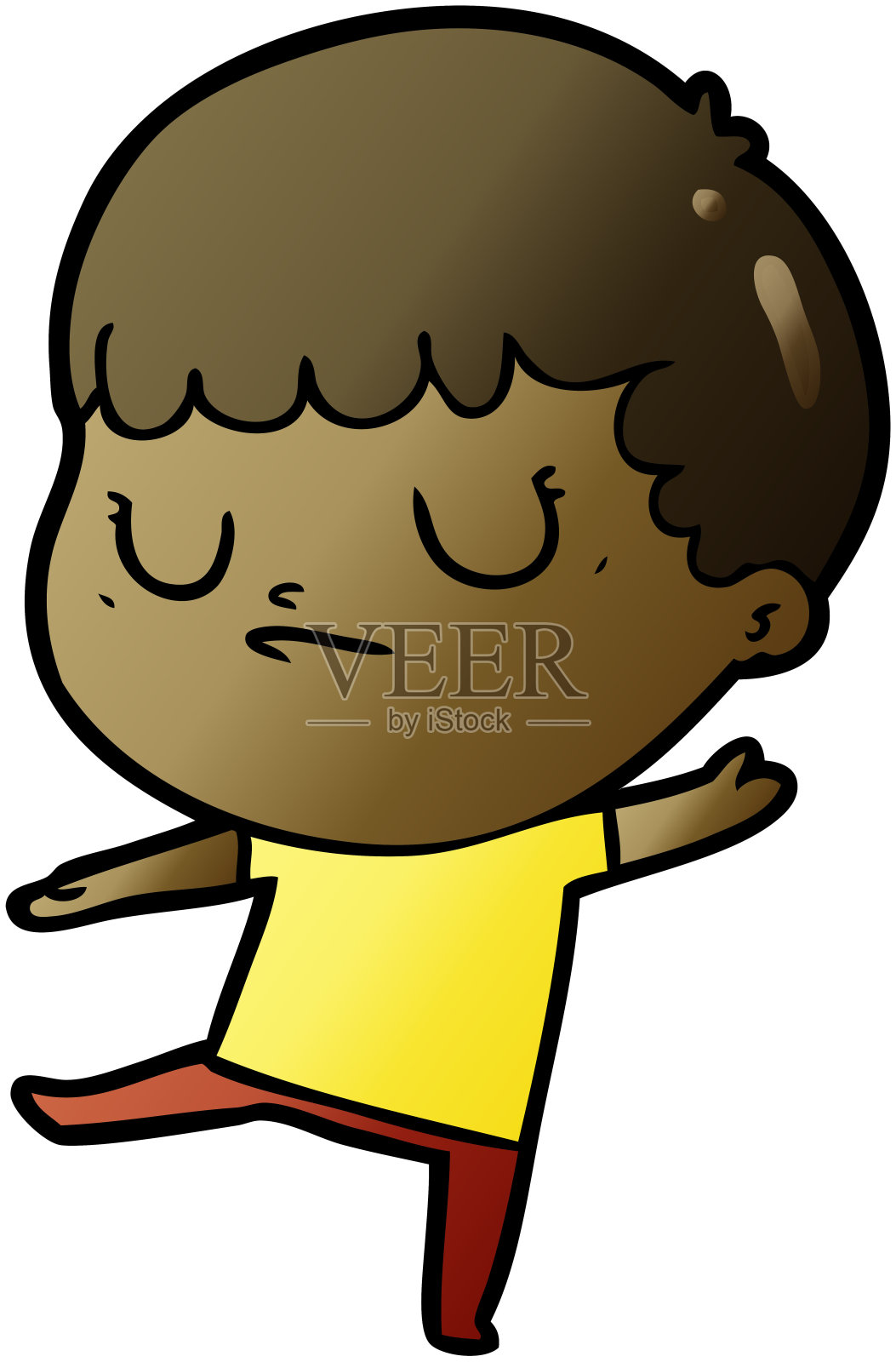 卡通脾气暴躁男孩插画图片素材