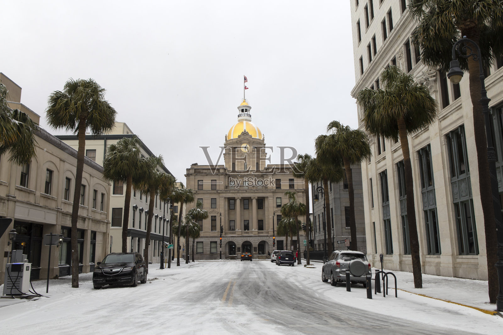 佐治亚州萨凡纳的下雪日照片摄影图片