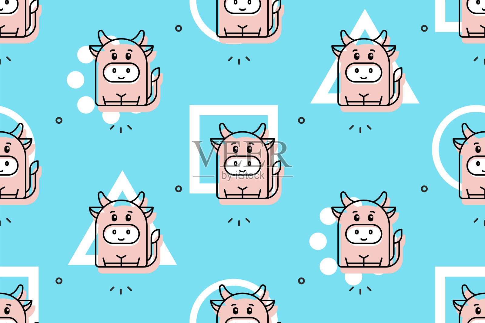 奶牛无缝图案插画图片素材