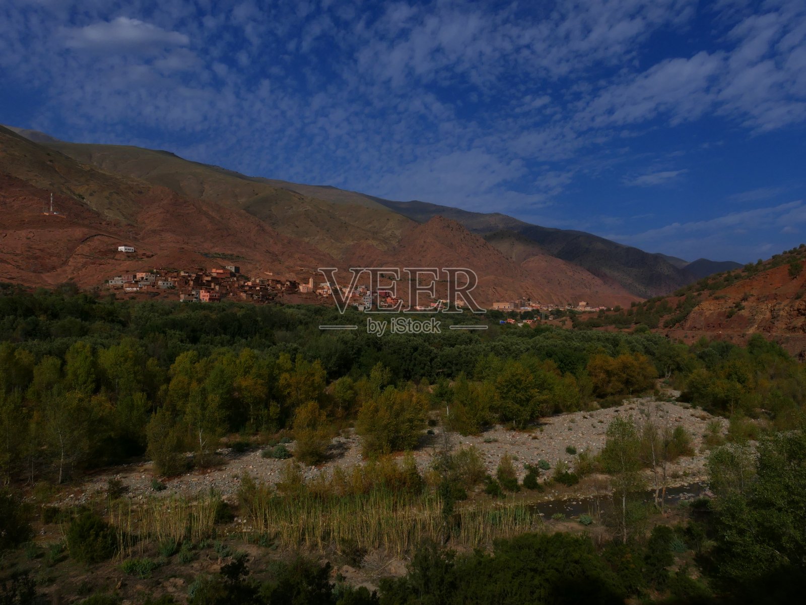 摩洛哥，阿特拉斯高山上的村庄照片摄影图片