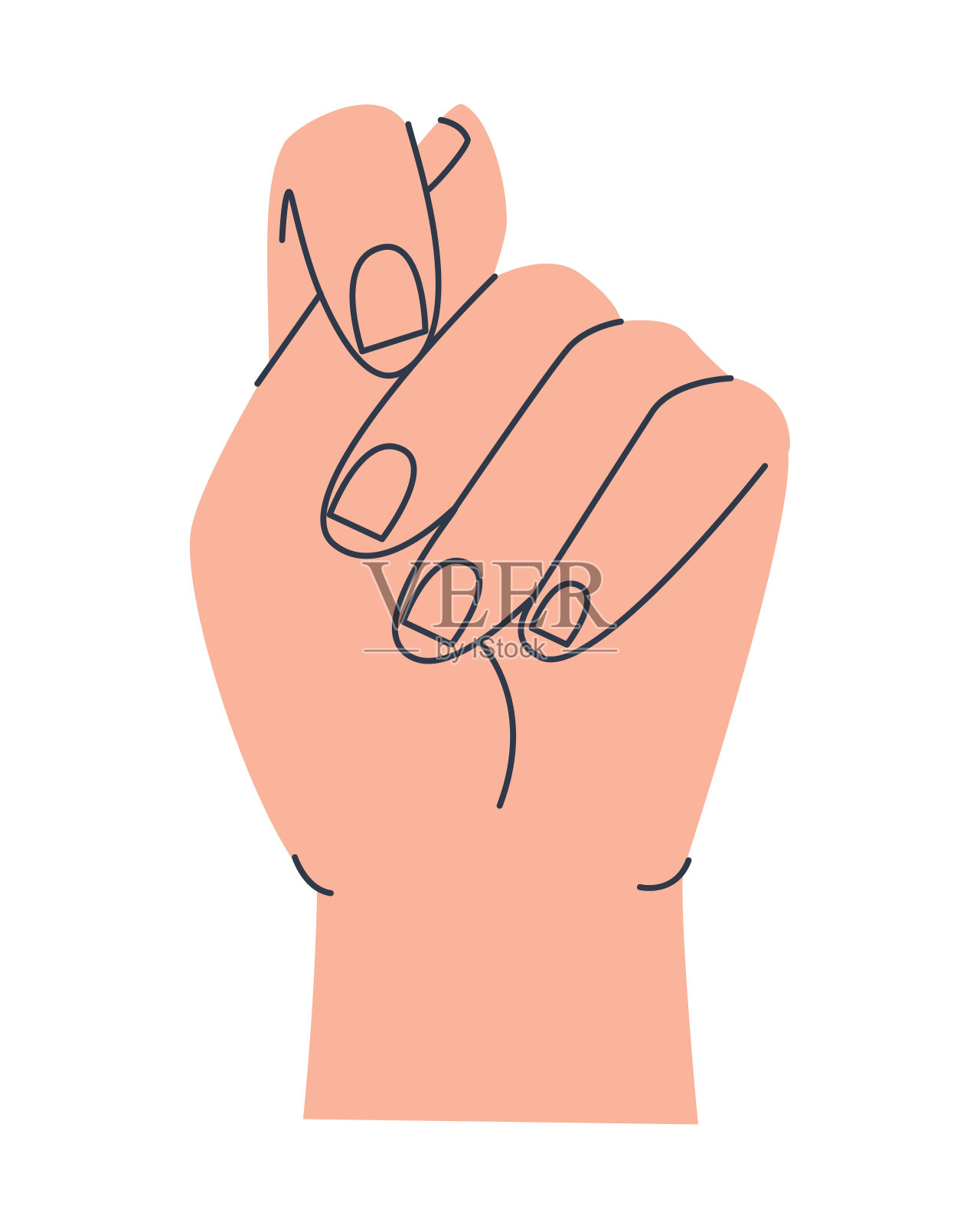 手的手指折叠成一个图形。平面向量插图。设计元素图片