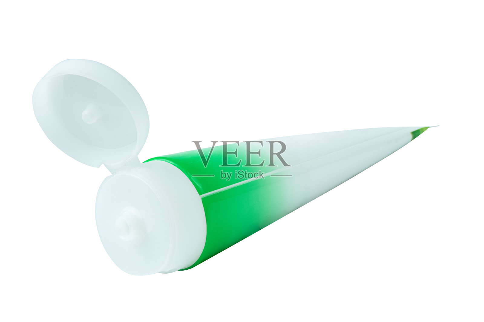 空白白色和绿色化妆品管包装的奶油或凝胶照片摄影图片