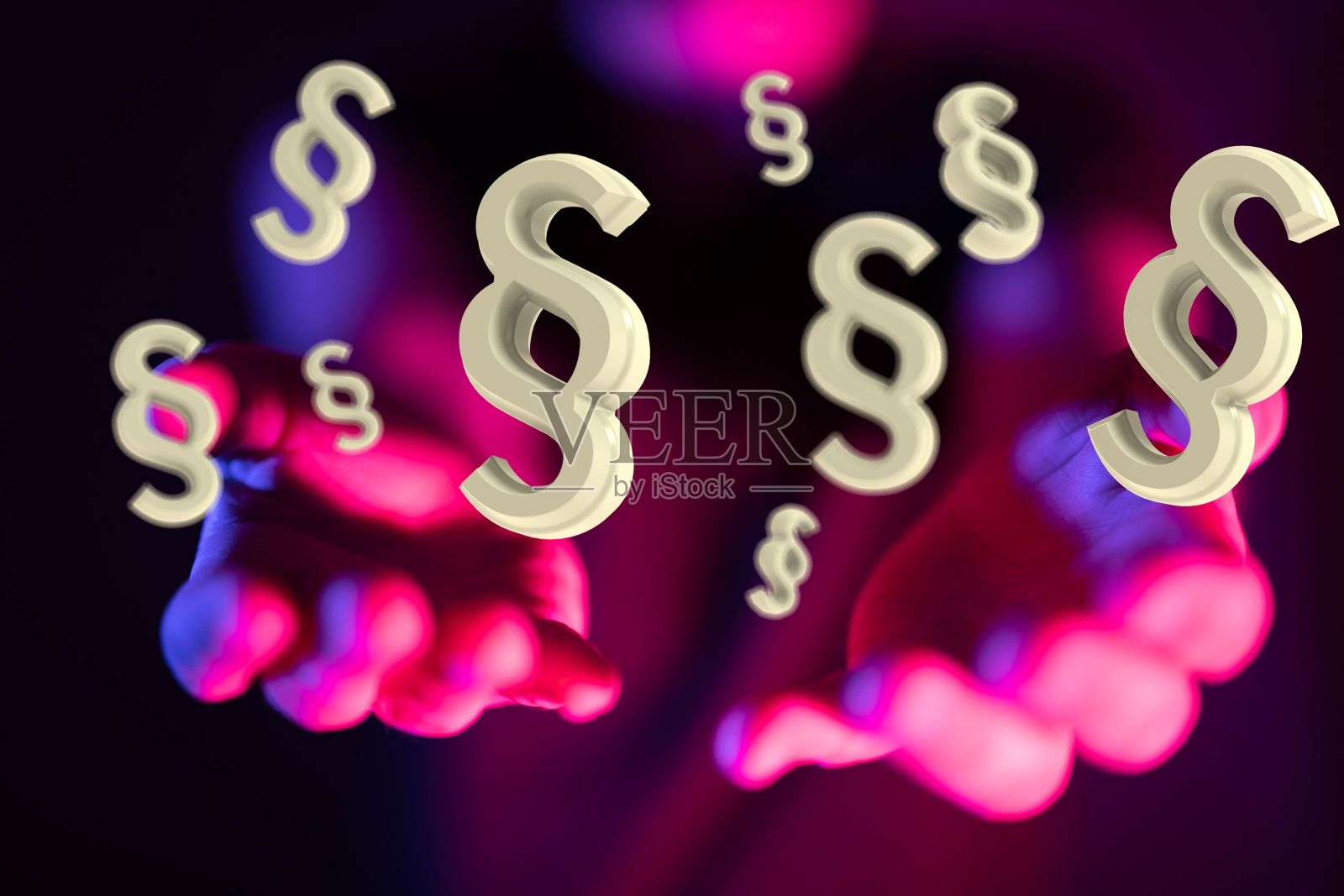 3D渲染的象征法律和正义的手照片摄影图片