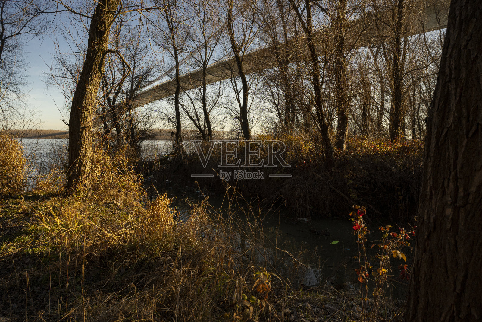 日落多瑙河岸边照片摄影图片