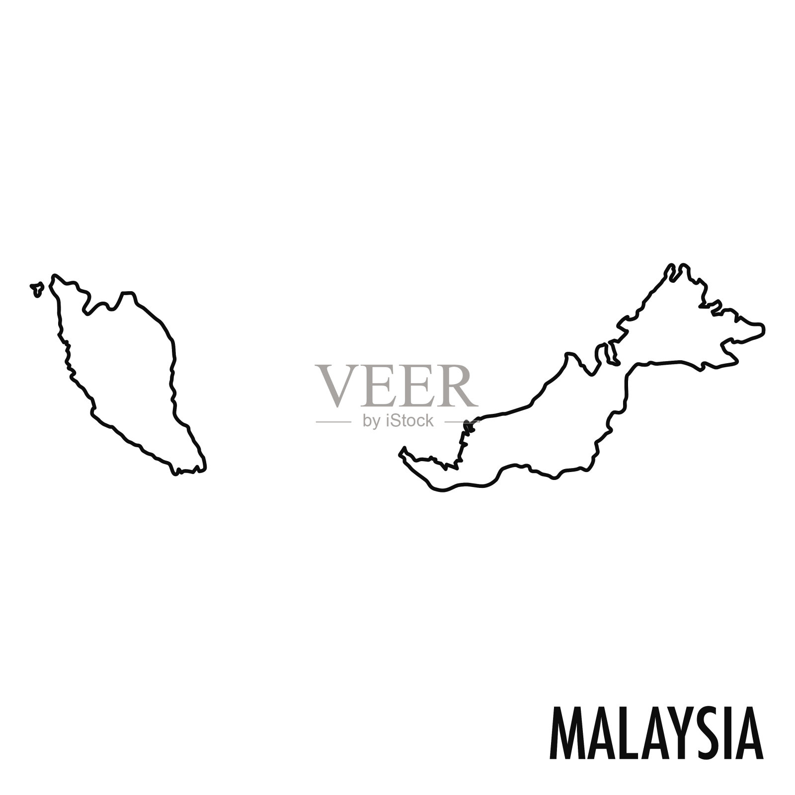 马来西亚地图矢量线插图插画图片素材