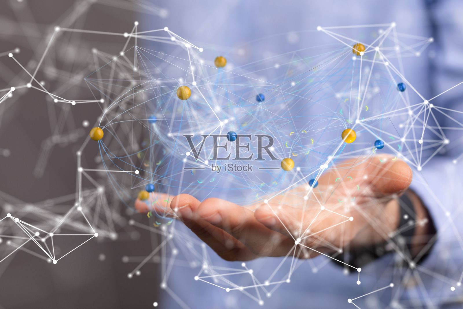 人提出了数字会议的三维团队连接概念照片摄影图片