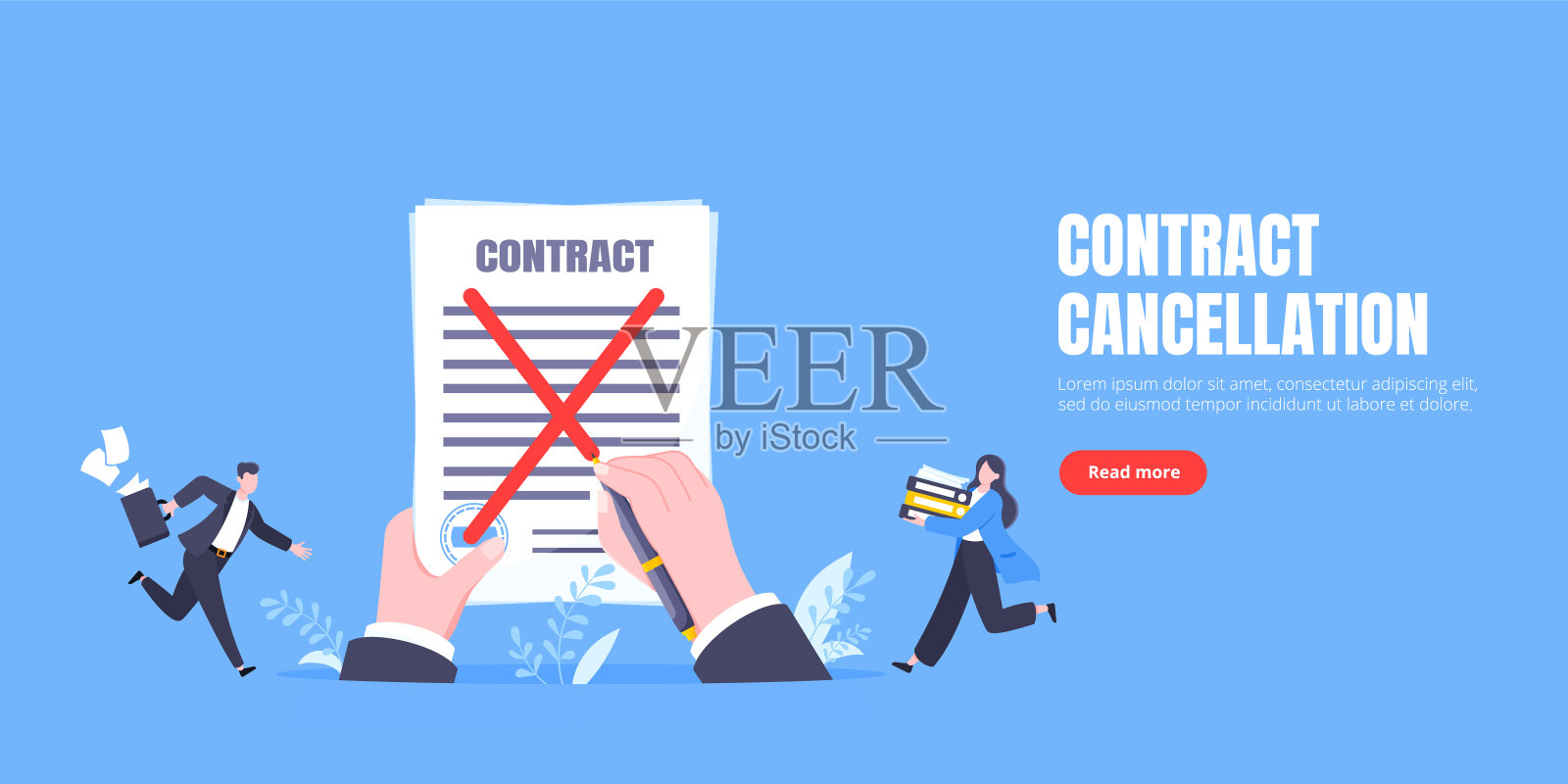 合同解除经营理念。插画图片素材