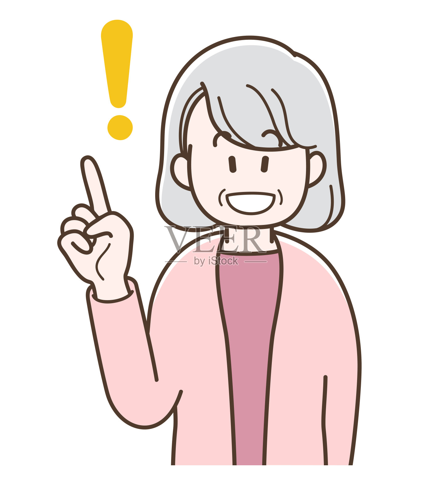 老妇人解释的说明插画图片素材