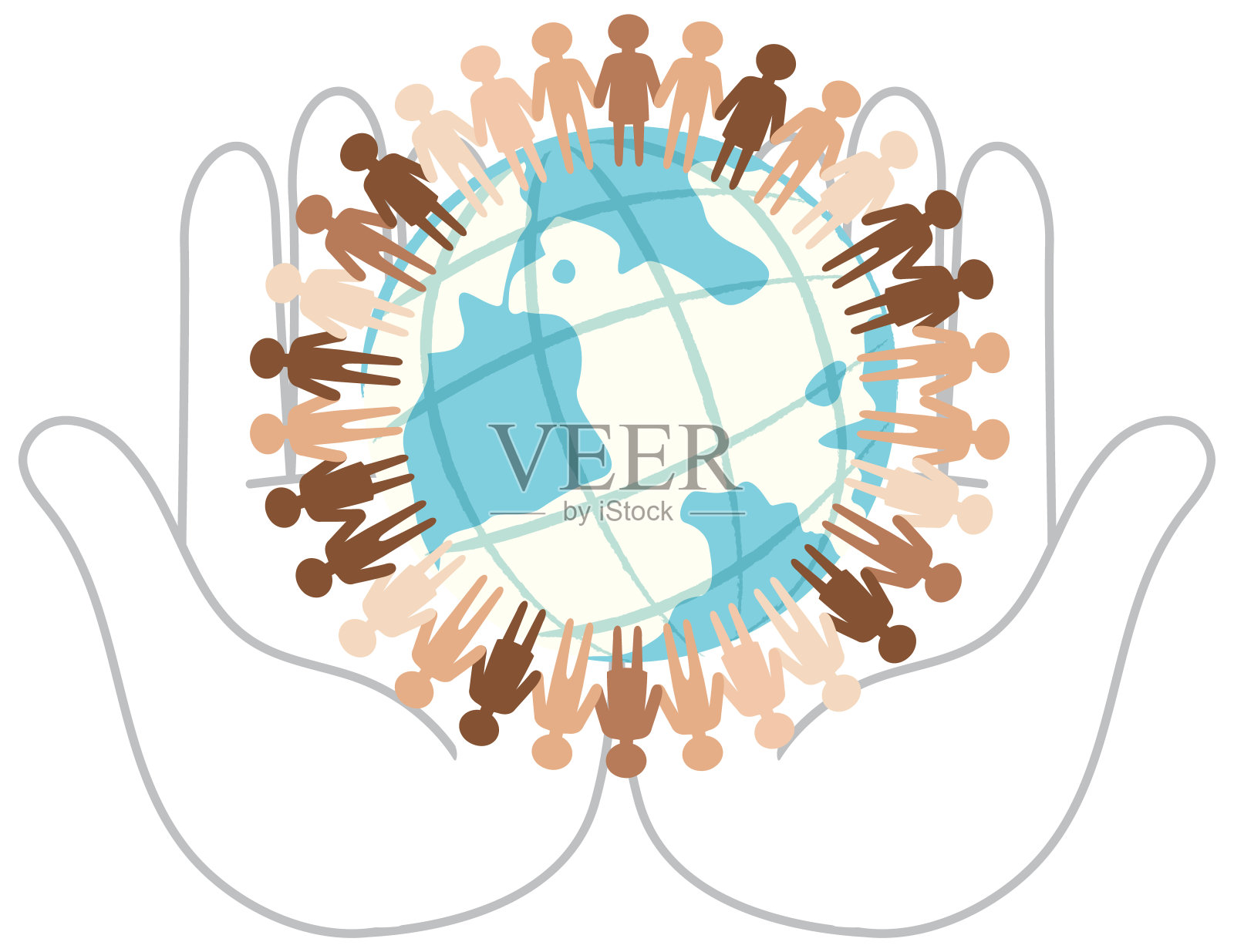 环绕地球的人类图标插画图片素材