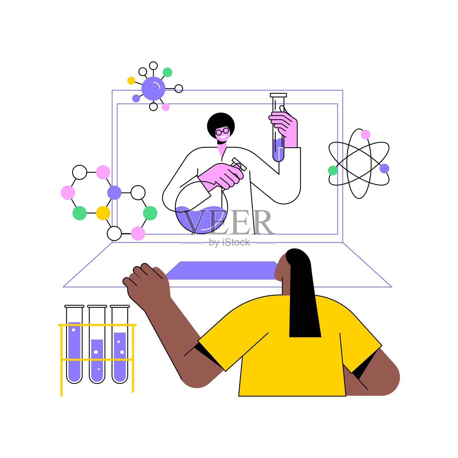 STEM活动抽象概念矢量说明。插画图片素材