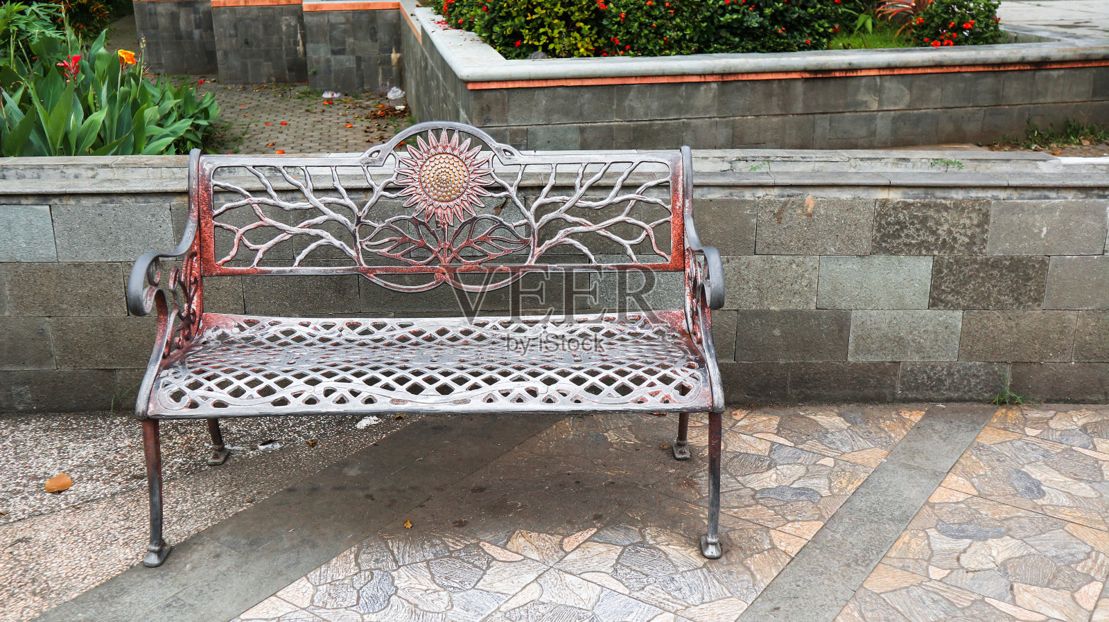 铁制的花园椅照片摄影图片