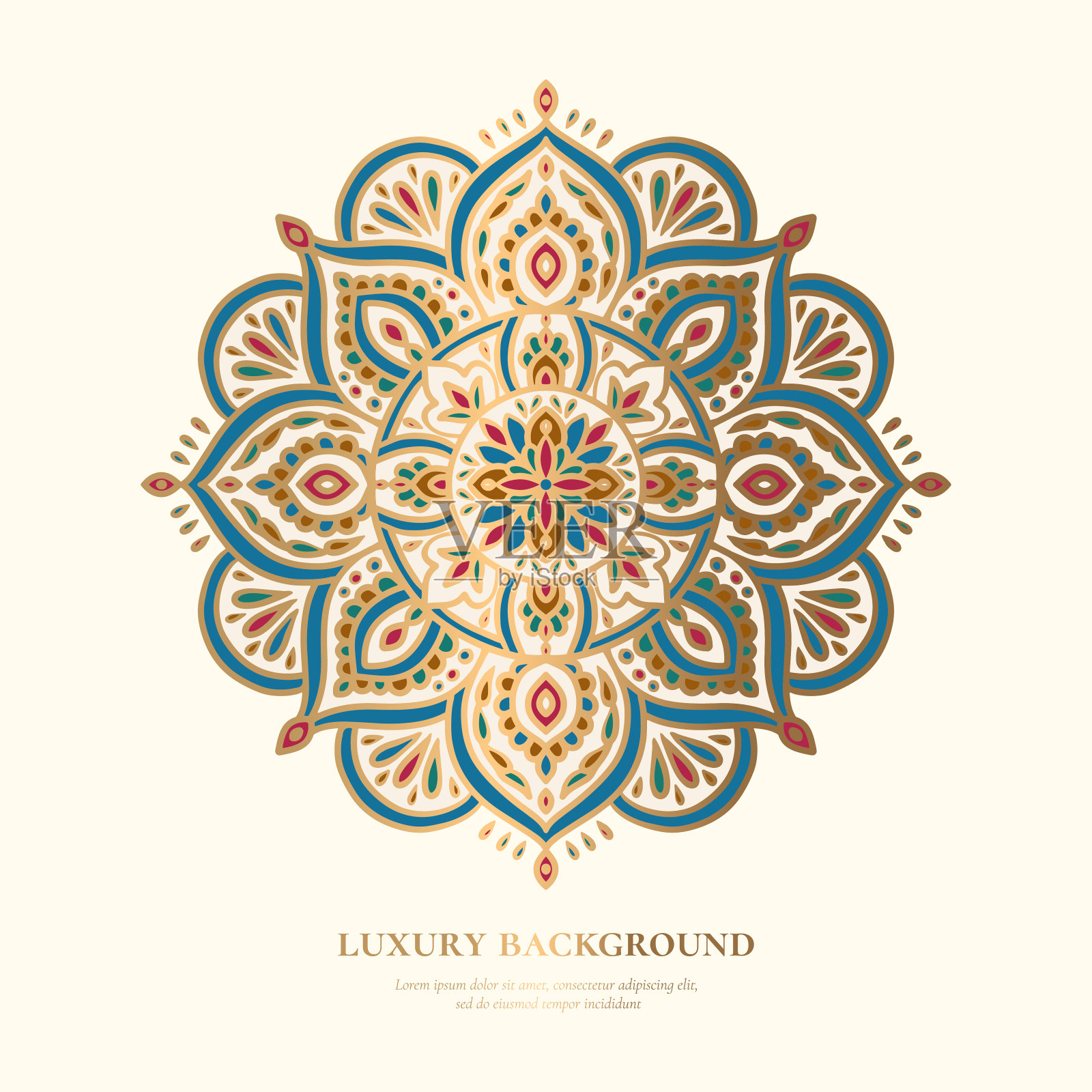 豪华图案在白色背景。向量曼荼罗模板。金色的设计元素。传统的土耳其和印度图案。伟大的织物和纺织品，墙纸，包装或任何理想的想法。插画图片素材