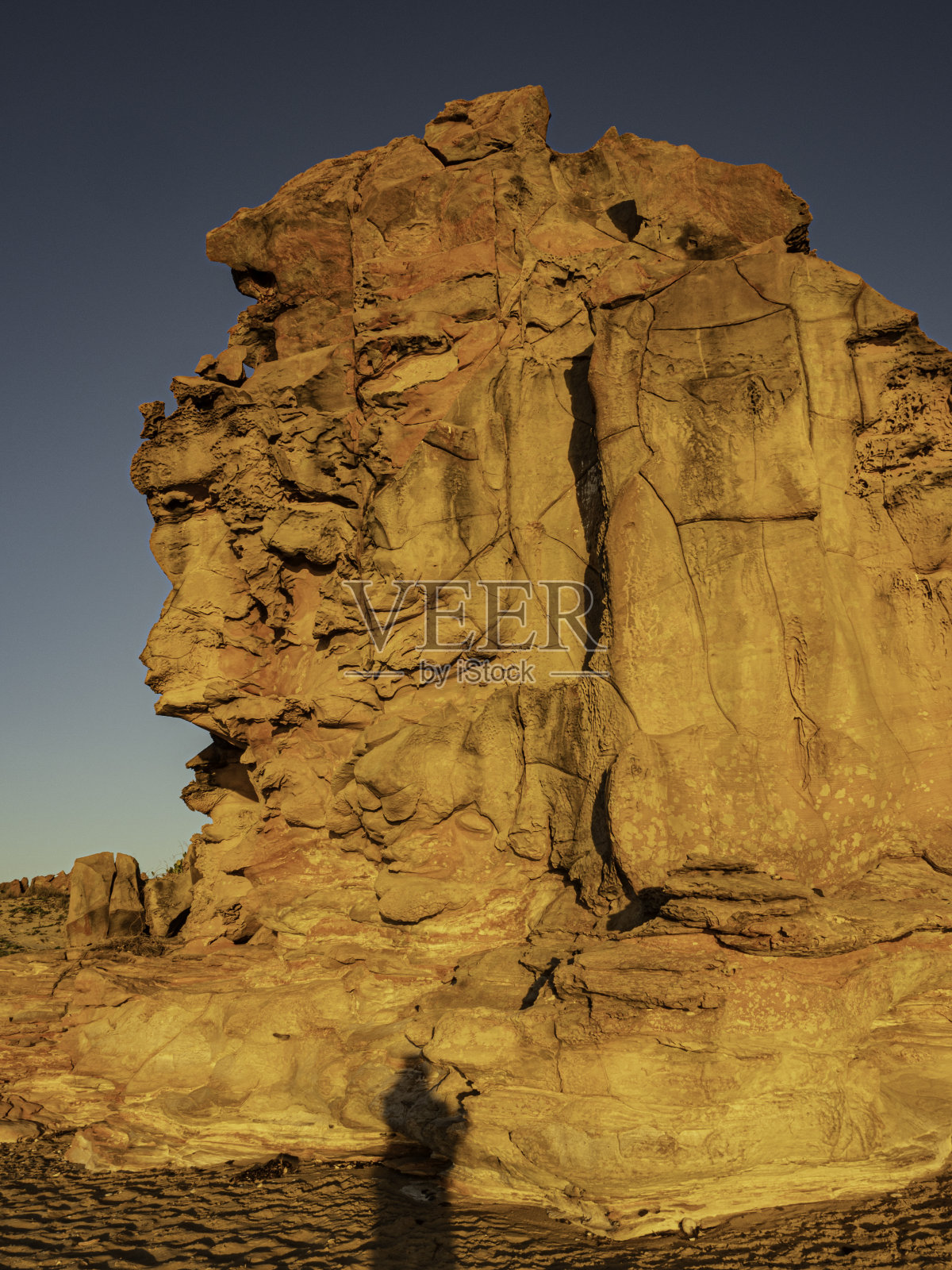 长曝光海滩日落照片摄影图片