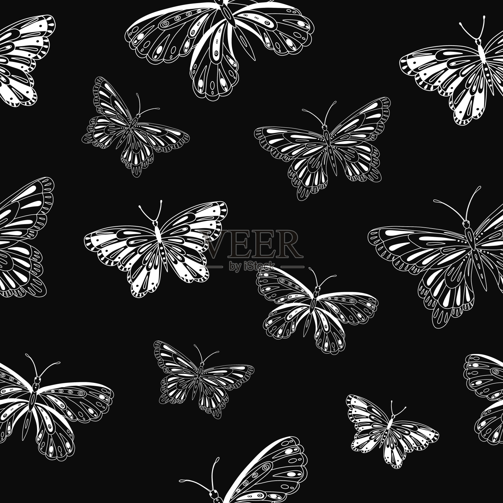 无缝矢量模式的蝴蝶。插画图片素材