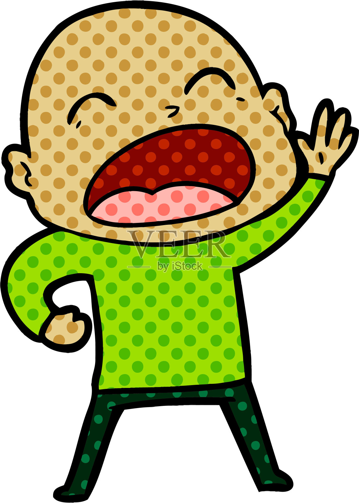 卡通人物大喊秃头插画图片素材