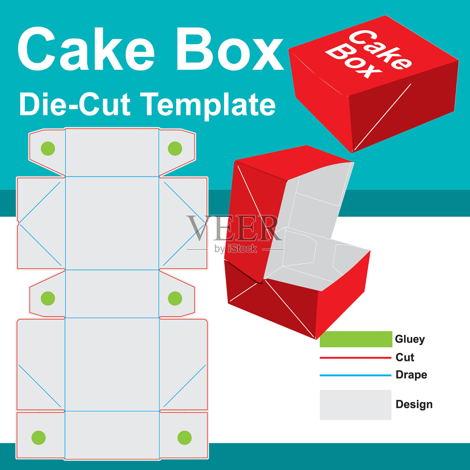 蛋糕盒纸盒设计模具模切模板插画图片素材