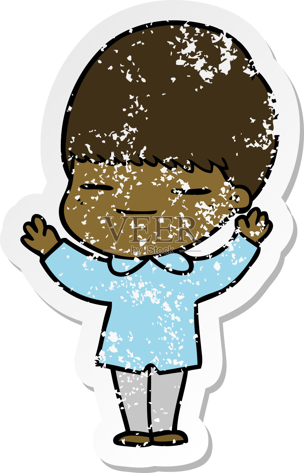 一个自鸣得意的卡通男孩的心疼贴纸插画图片素材