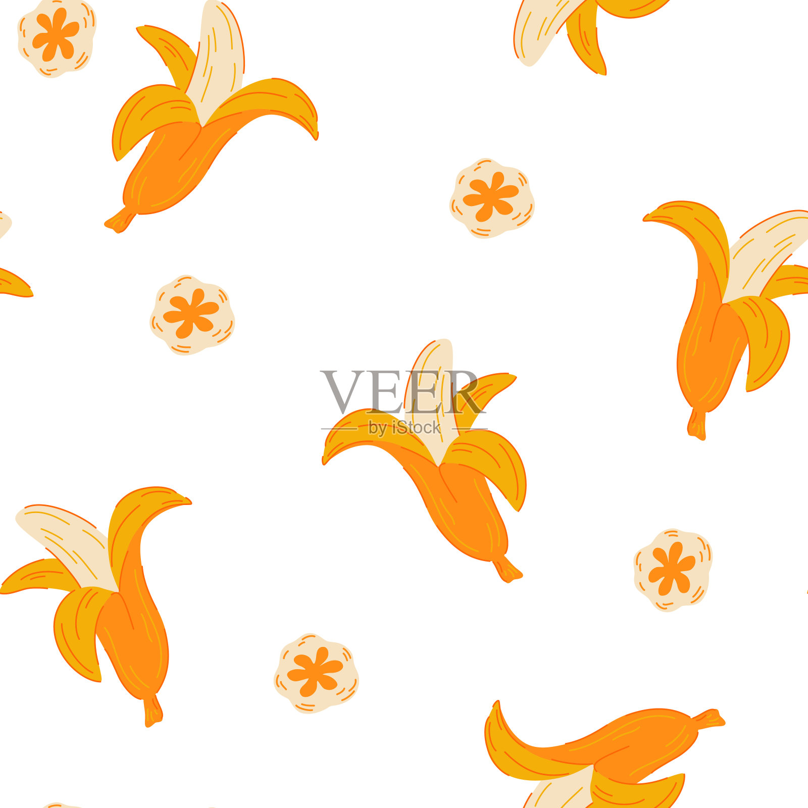 香蕉无缝模式。甜美的夏季水果背景。非常适合纺织，壁纸和剪贴簿。向量的卡通插图插画图片素材