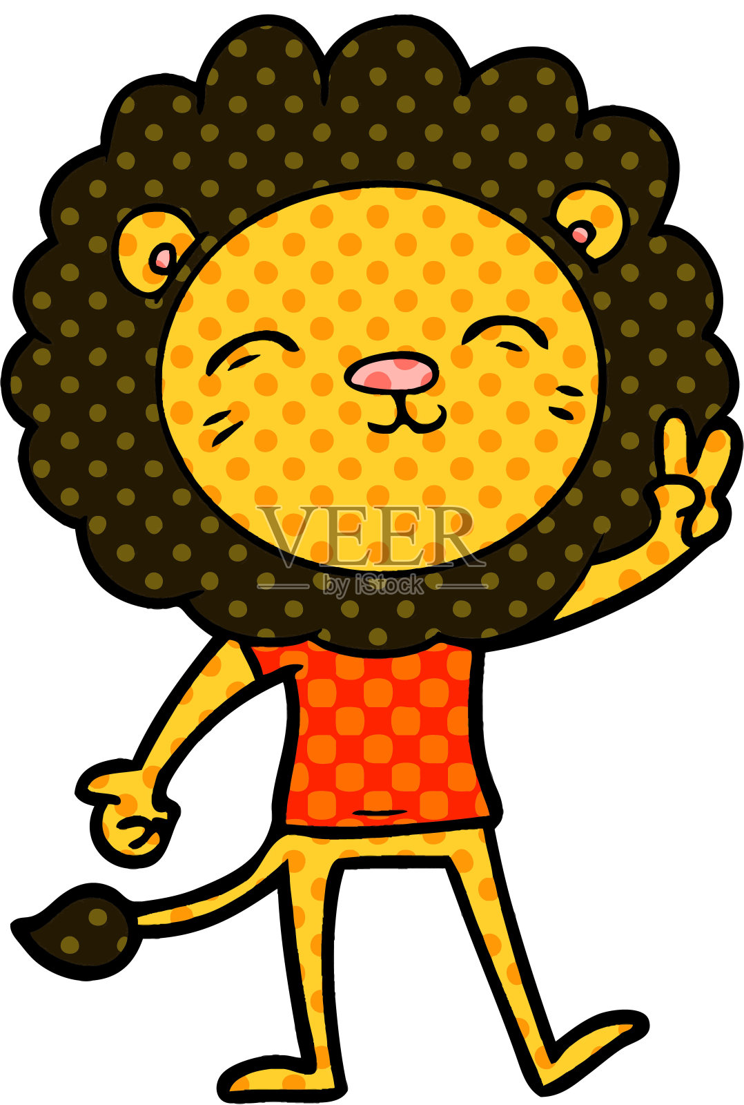 卡通狮子给和平的信号插画图片素材