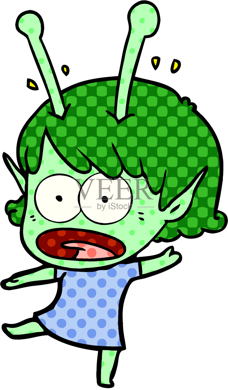 卡通震惊外星女孩插画图片素材