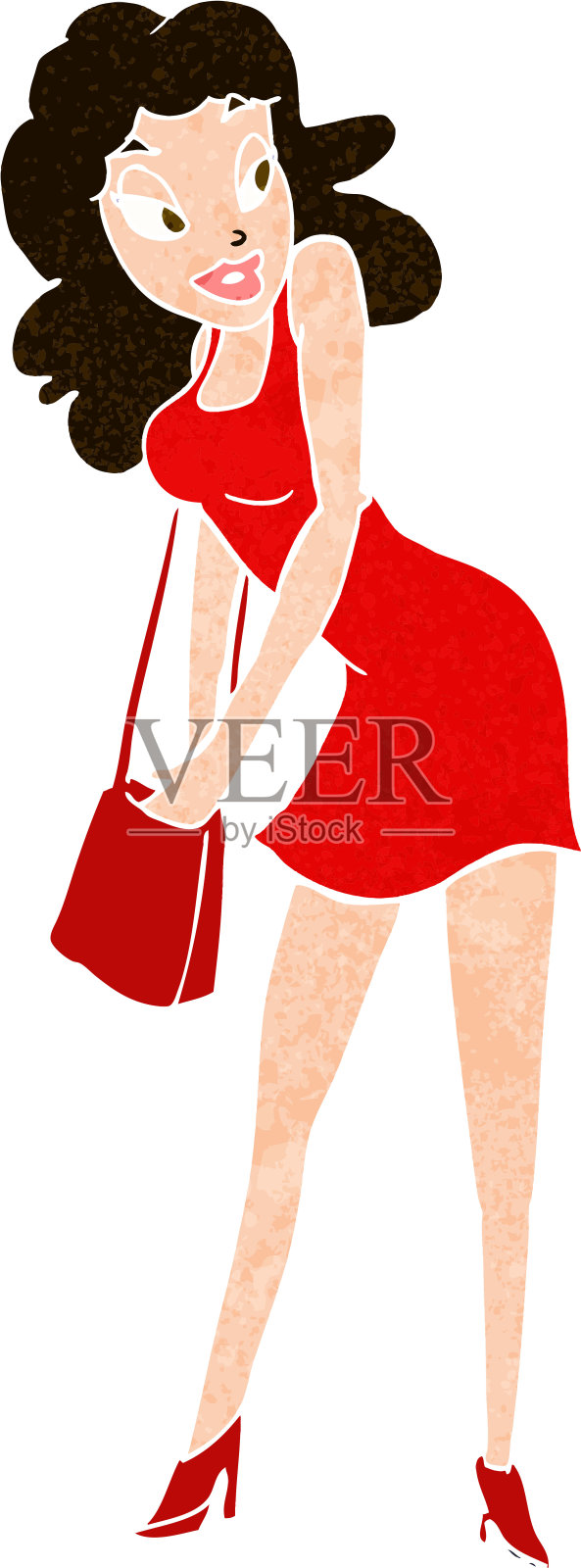 卡通女人在手提包里寻找插画图片素材