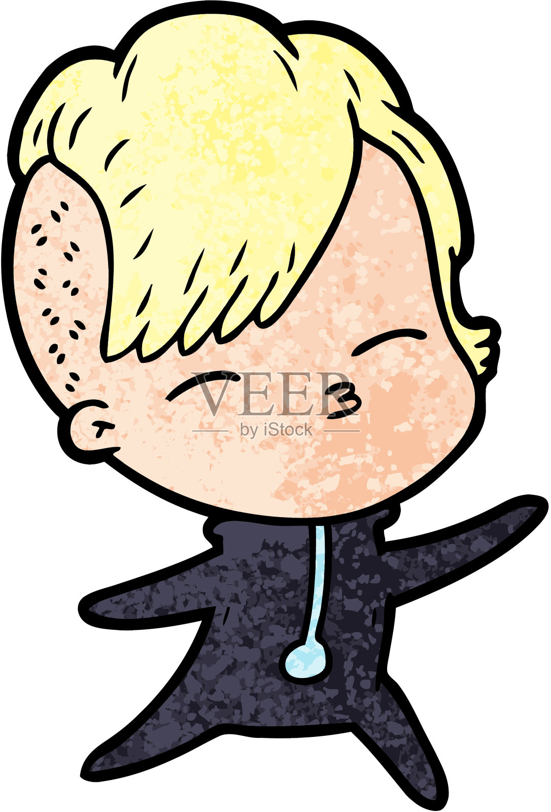 卡通眯眼女孩插画图片素材