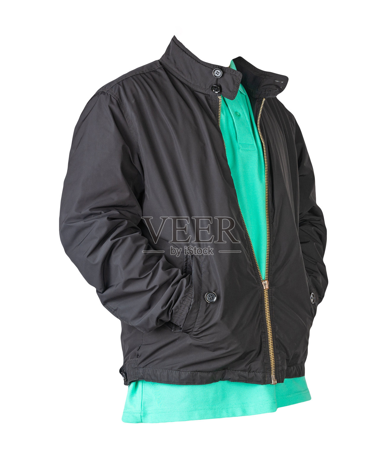 男子夹克和衬衫孤立在白色背景。时尚的休闲装照片摄影图片