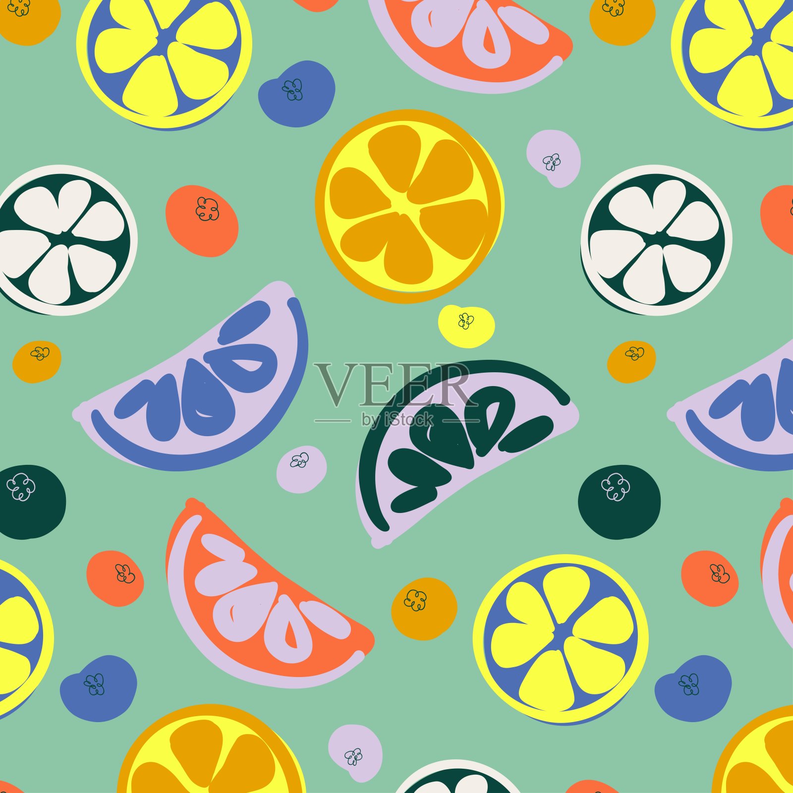 柑橘蓝色插画图片素材