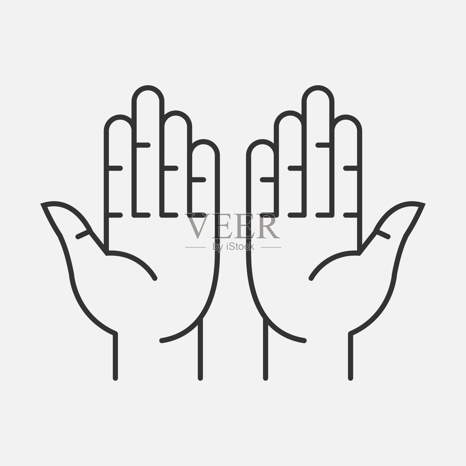 祈祷手或手掌图标孤立的平面矢量设计插图。设计元素图片