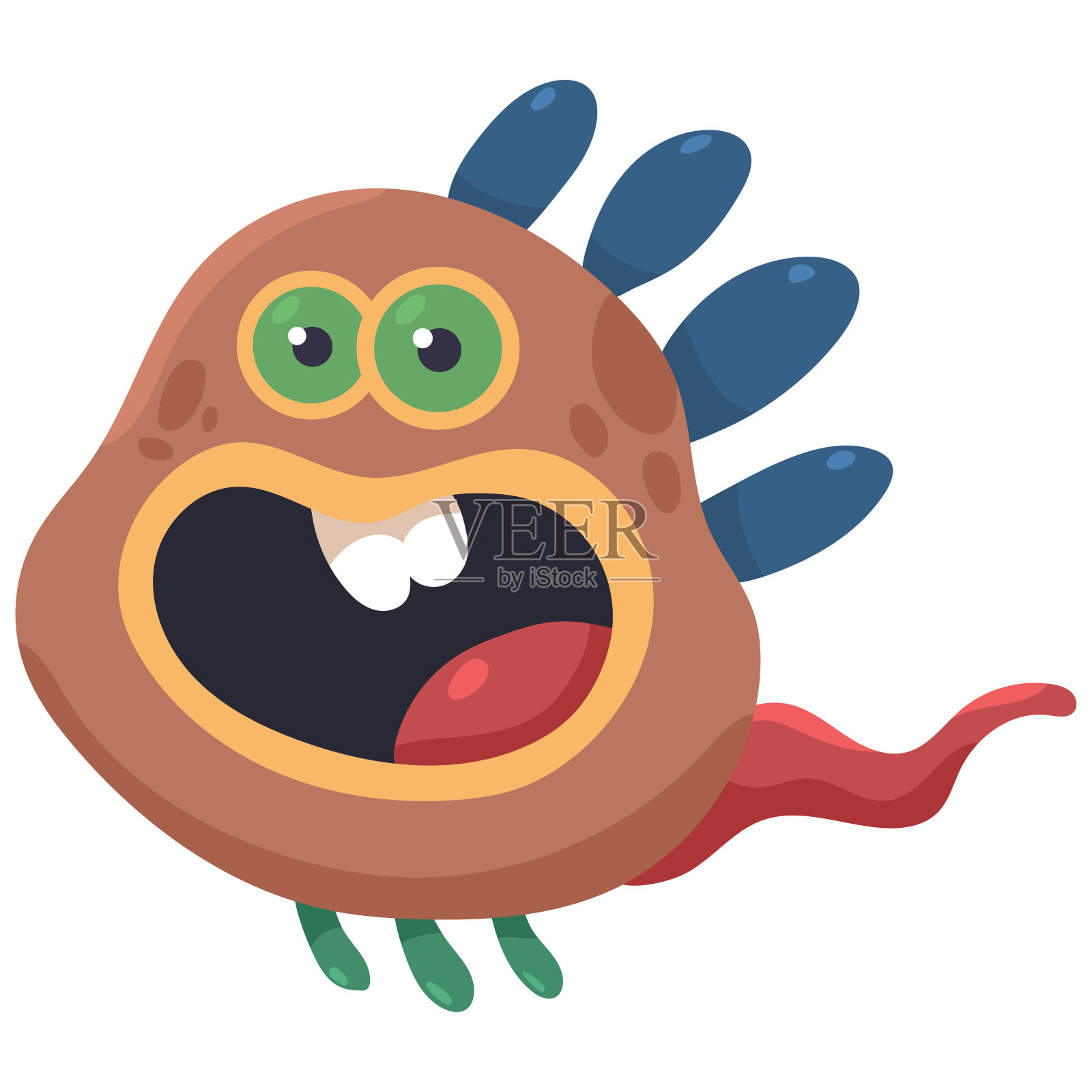 有趣的细菌载体卡通人物孤立在白色背景。插画图片素材