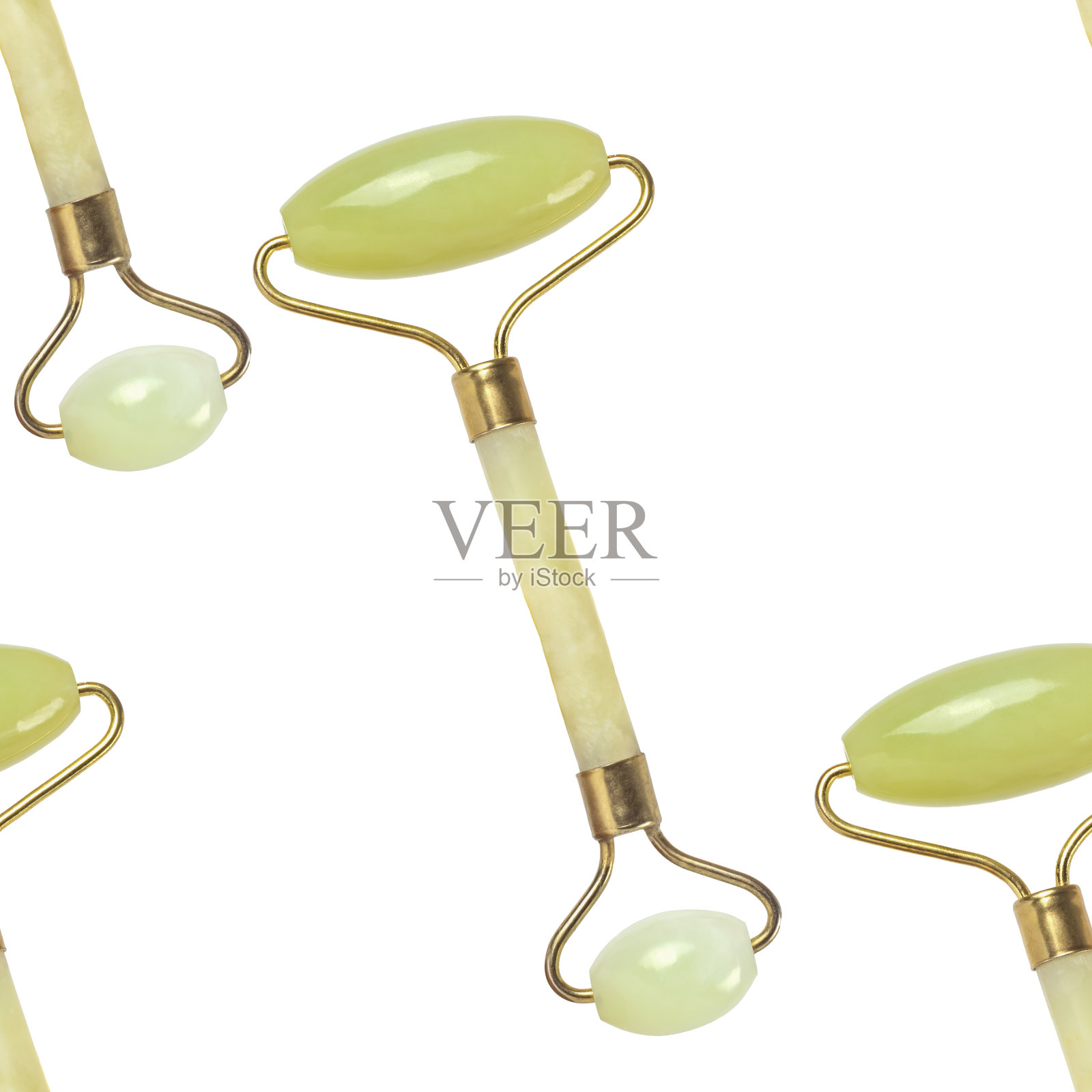 无缝图案与玉石按摩辊上的白色。照片摄影图片