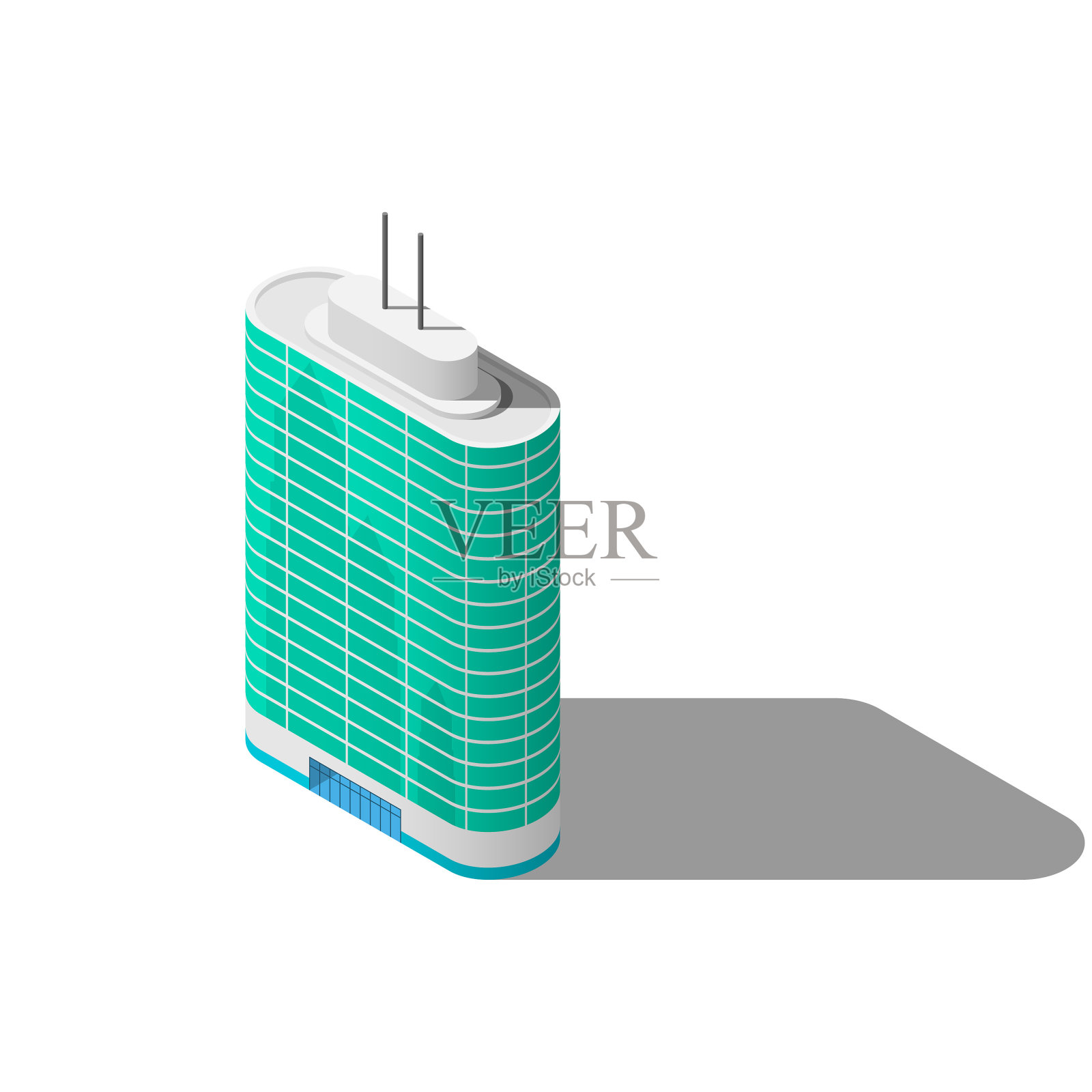 抽象等距三维摩天大楼建筑城市城镇矢量设计风格的城市建筑插画图片素材
