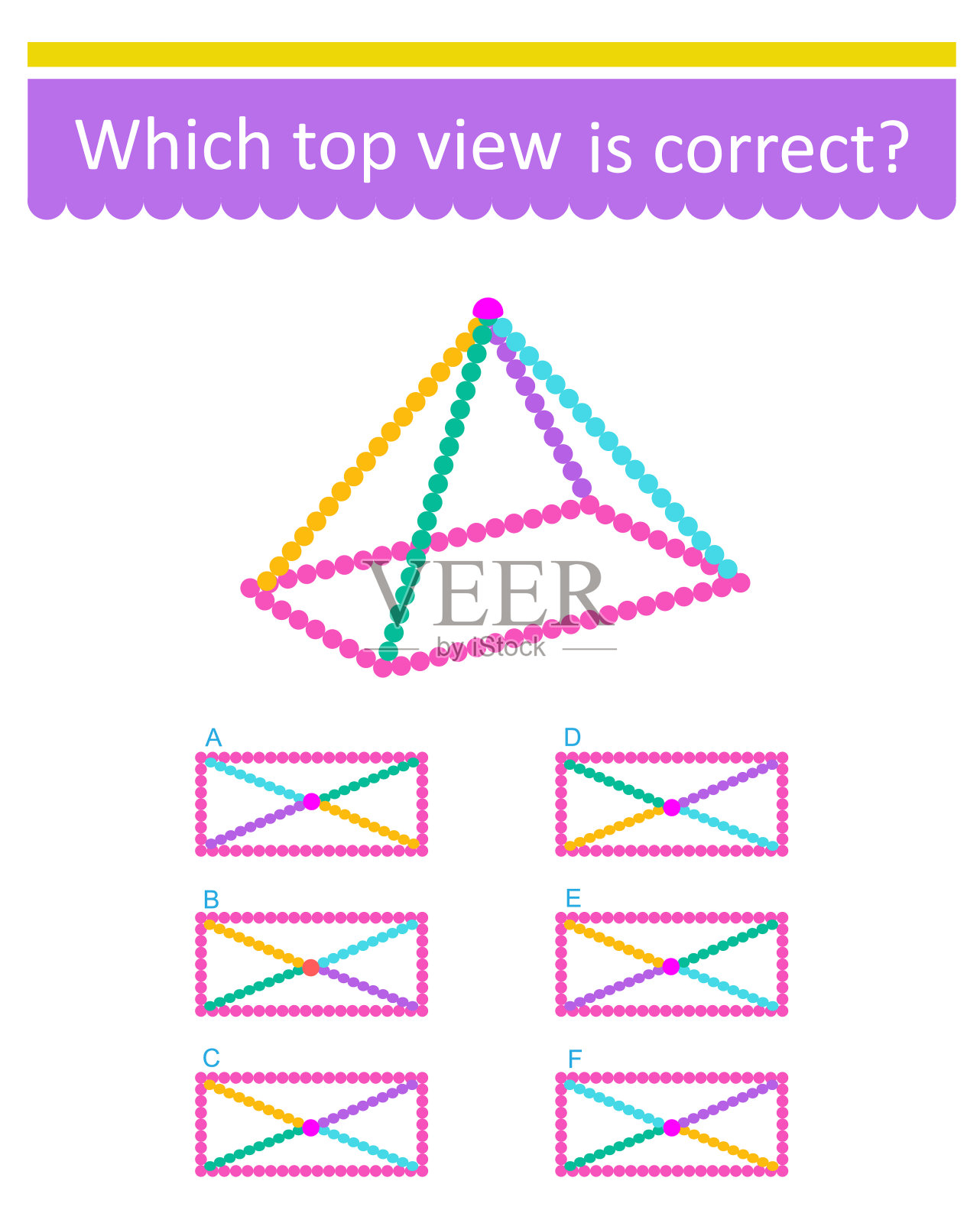 儿童逻辑游戏。智商测试培训。可打印工作表。答案是C插画图片素材