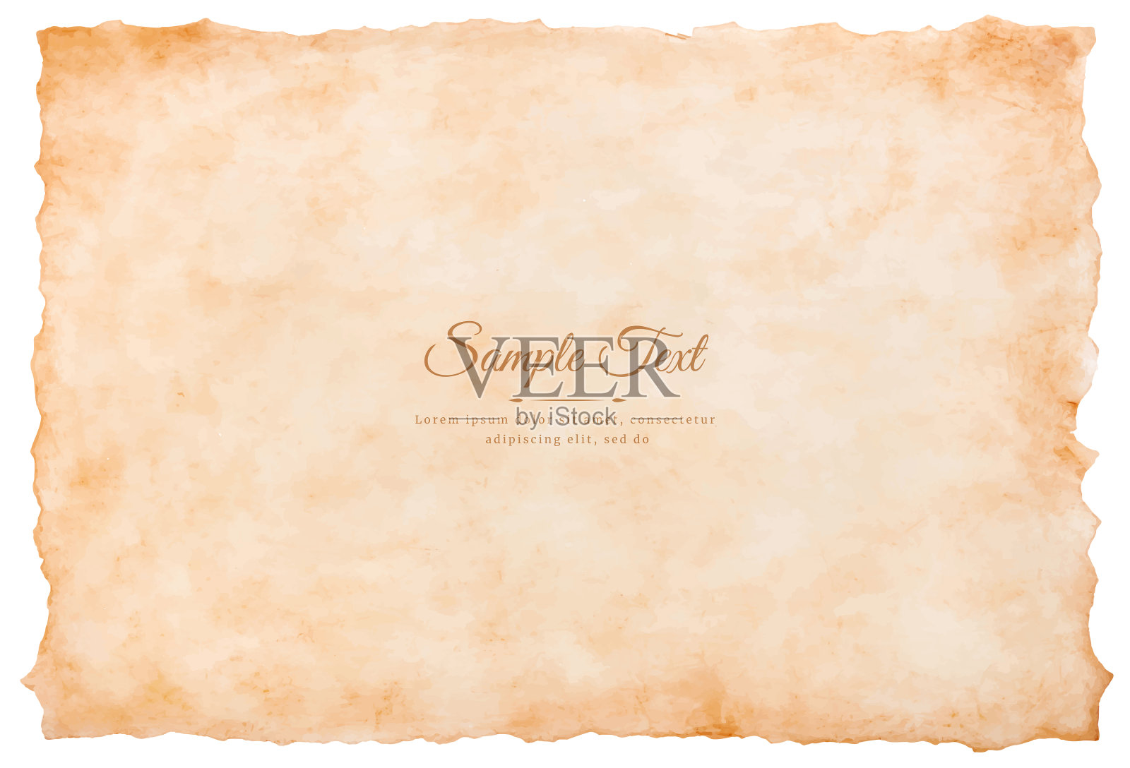 矢量旧的羊皮纸表vintage陈年或纹理孤立在白色背景插画图片素材